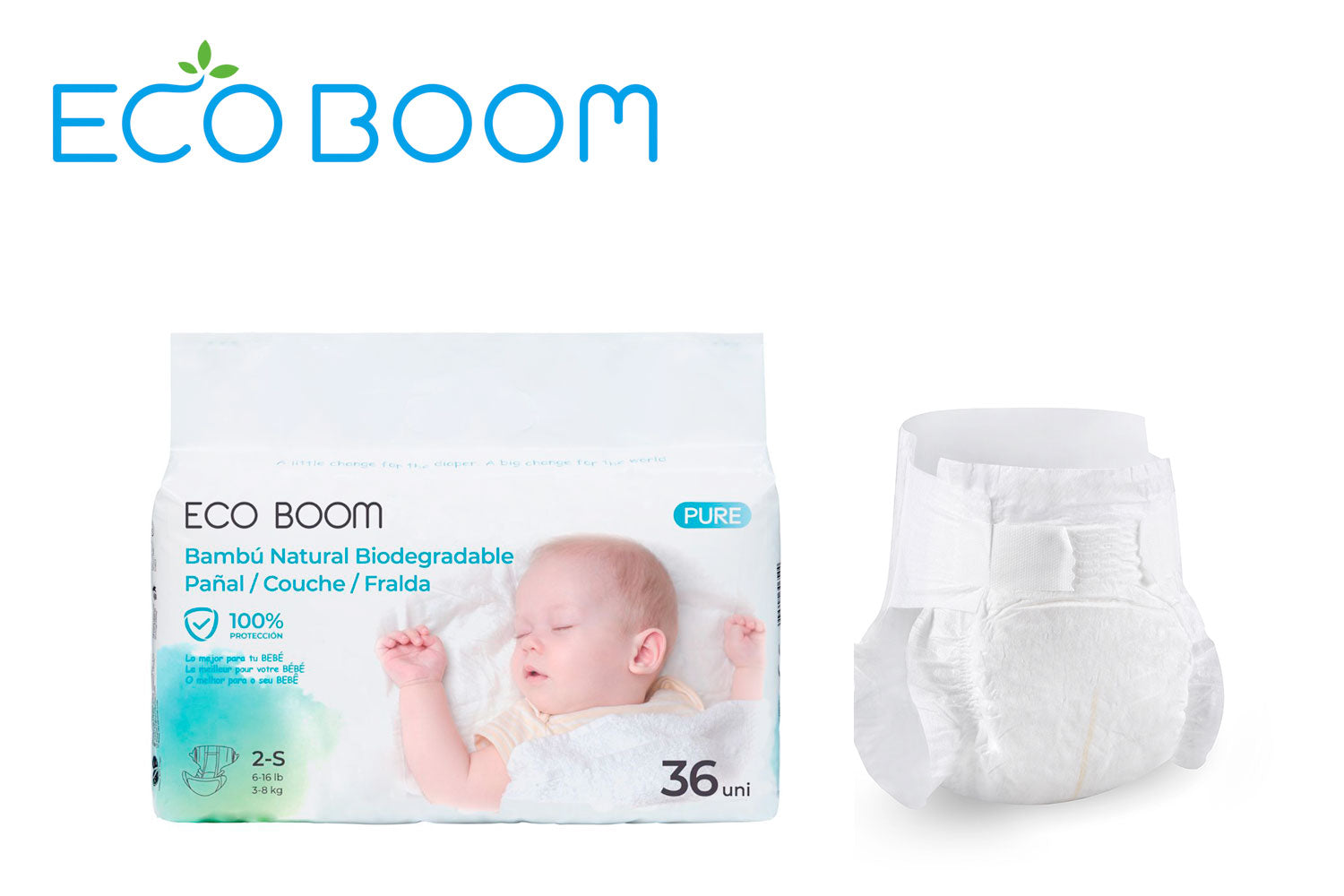 Pannolini Eco Boom In Bambù Taglia 2 (3-8kg) - 102 Pezzi Per Pelli Sensibili, Ecologici E Ipoallergenici - Foto 5